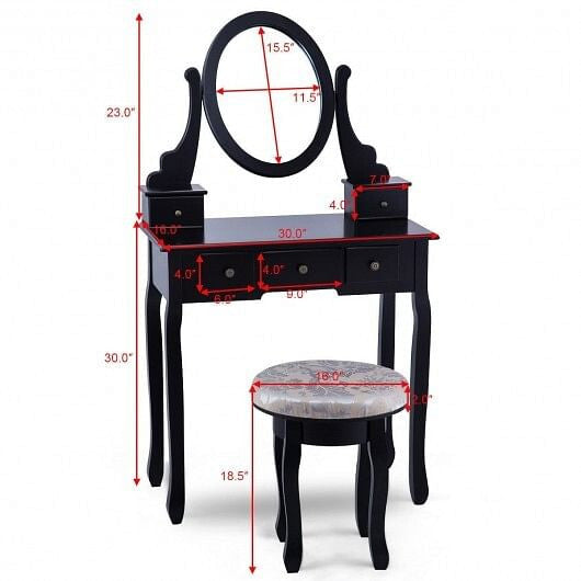 Vanity Makeup Table Set Bedroom Furniture with Padded Stool-3