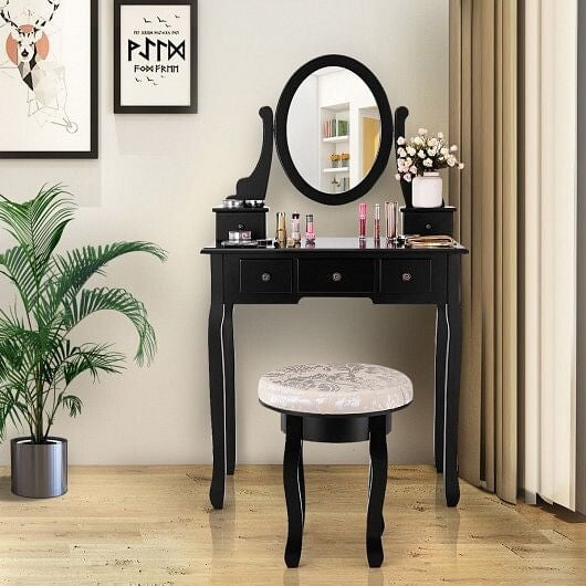Vanity Makeup Table Set Bedroom Furniture with Padded Stool-2