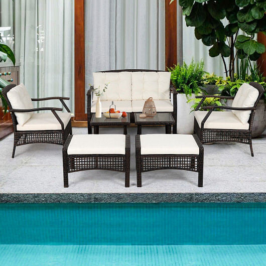 7 Pieces Outdoor Patio Furniture Set with Waterproof Cover-1