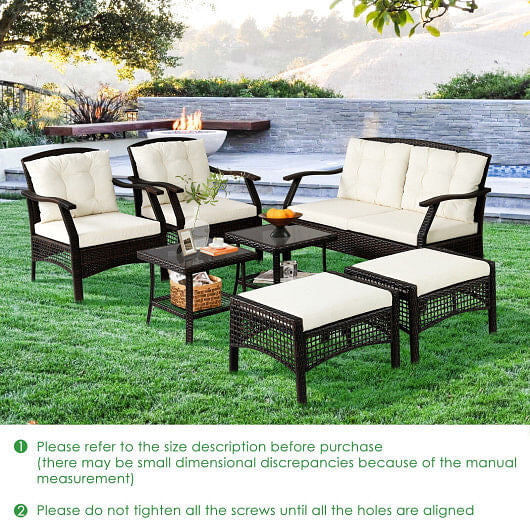 7 Pieces Outdoor Patio Furniture Set with Waterproof Cover-3