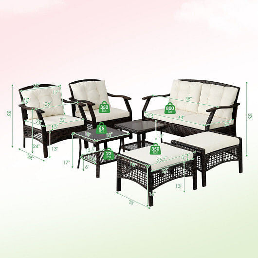 7 Pieces Outdoor Patio Furniture Set with Waterproof Cover-4