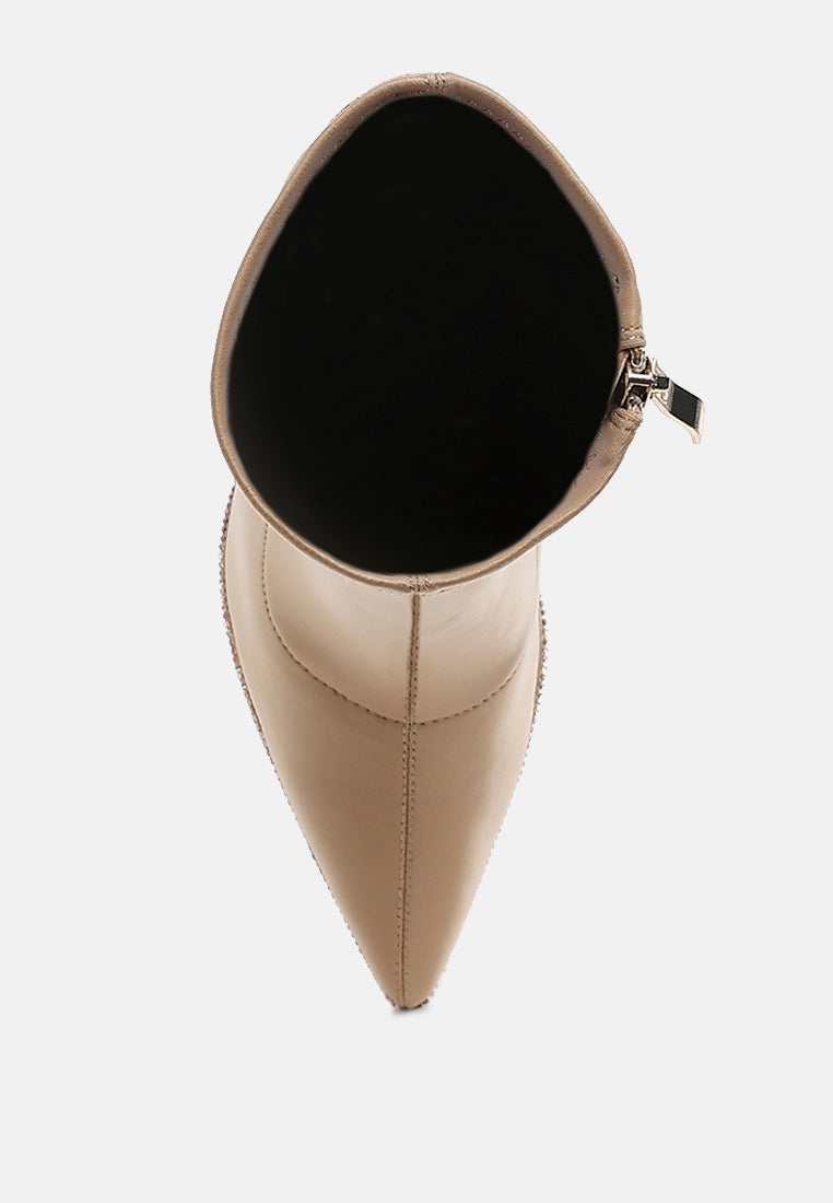 Kasuti Lycra Rhinestone Detail Ankle Boots