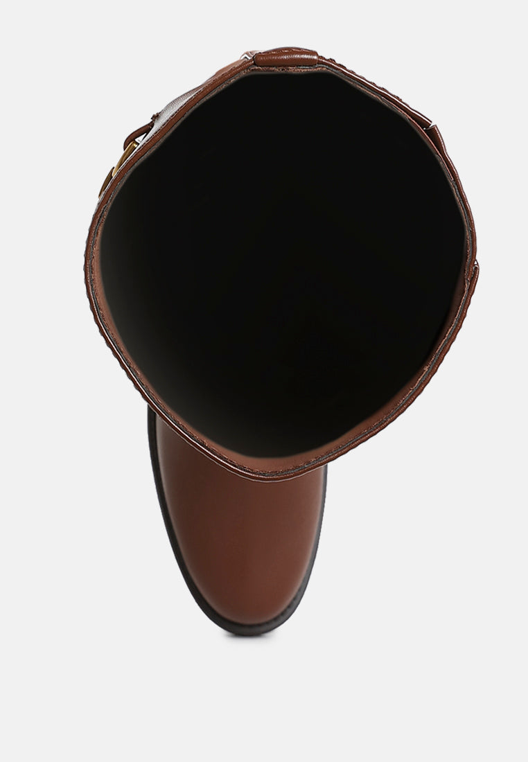 Kiang Metal Chain Link Detail Calf Boots