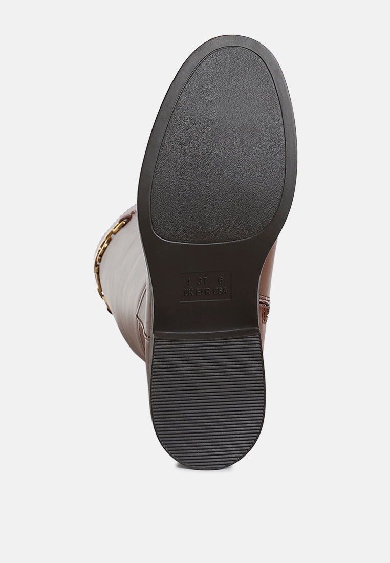 Kiang Metal Chain Link Detail Calf Boots