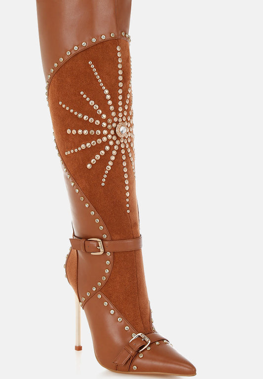 Medira Pointed Toe Embellished Stiletto Boots