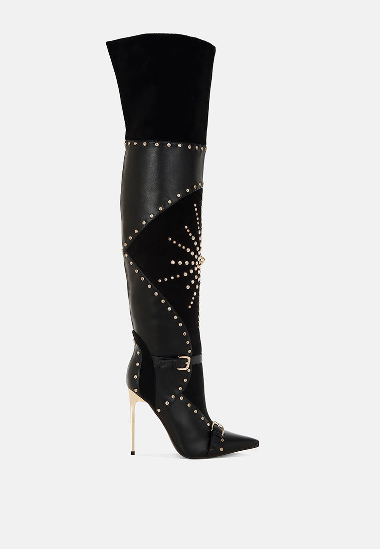 Medira Pointed Toe Embellished Stiletto Boots