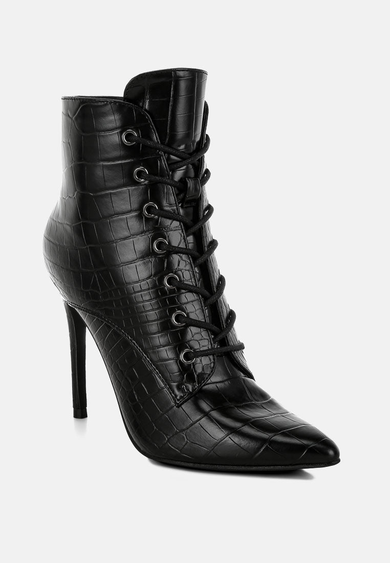Mesta Croco Textured Stiletto Boots