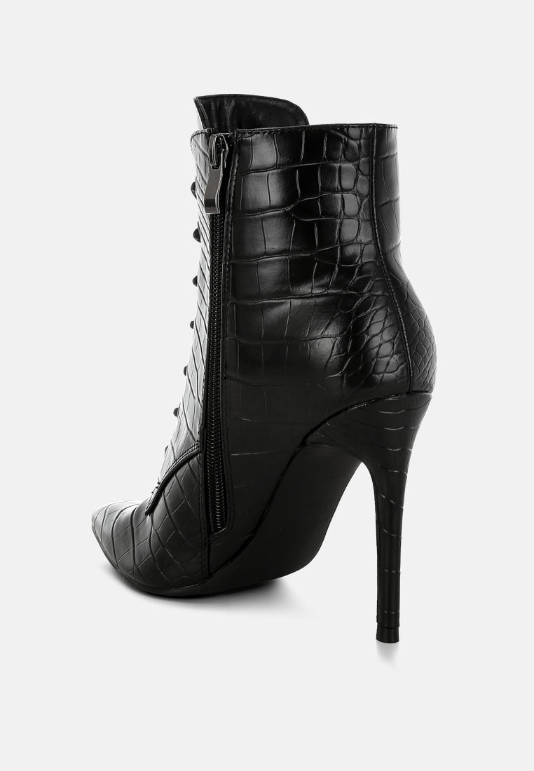 Mesta Croco Textured Stiletto Boots