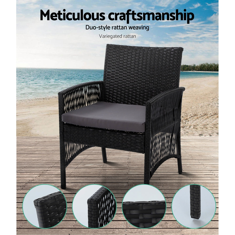 NNEDSZ Furniture Set Wicker Cushion 4pc Black