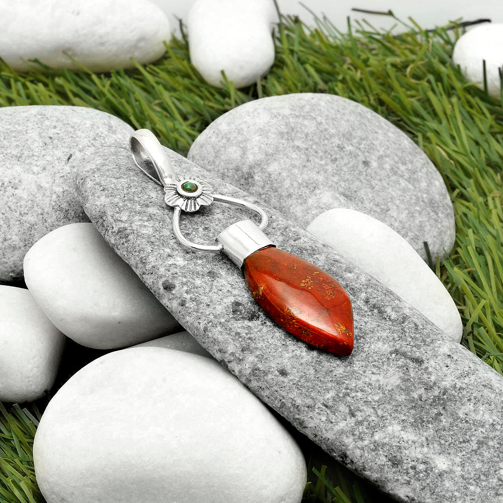 Red Moss Agate & Black Ethiopian Opal Pendant P-1583 SDP117140