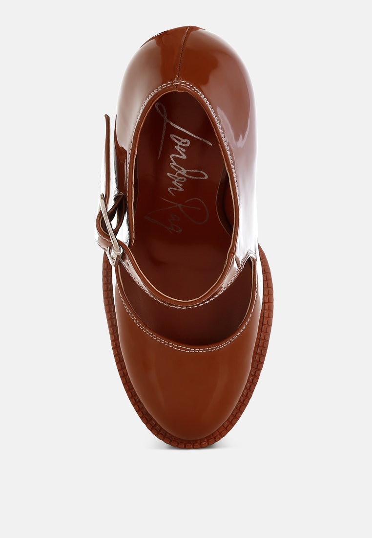 Millenial Bug Patent High Heeled Mary Jane Shoes