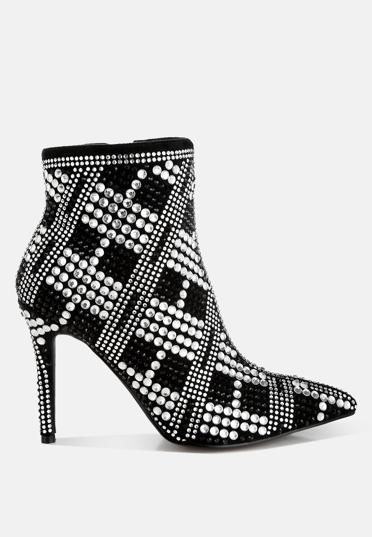 Urbanite Rhinestones Studded Stiletto Heel Boots-5
