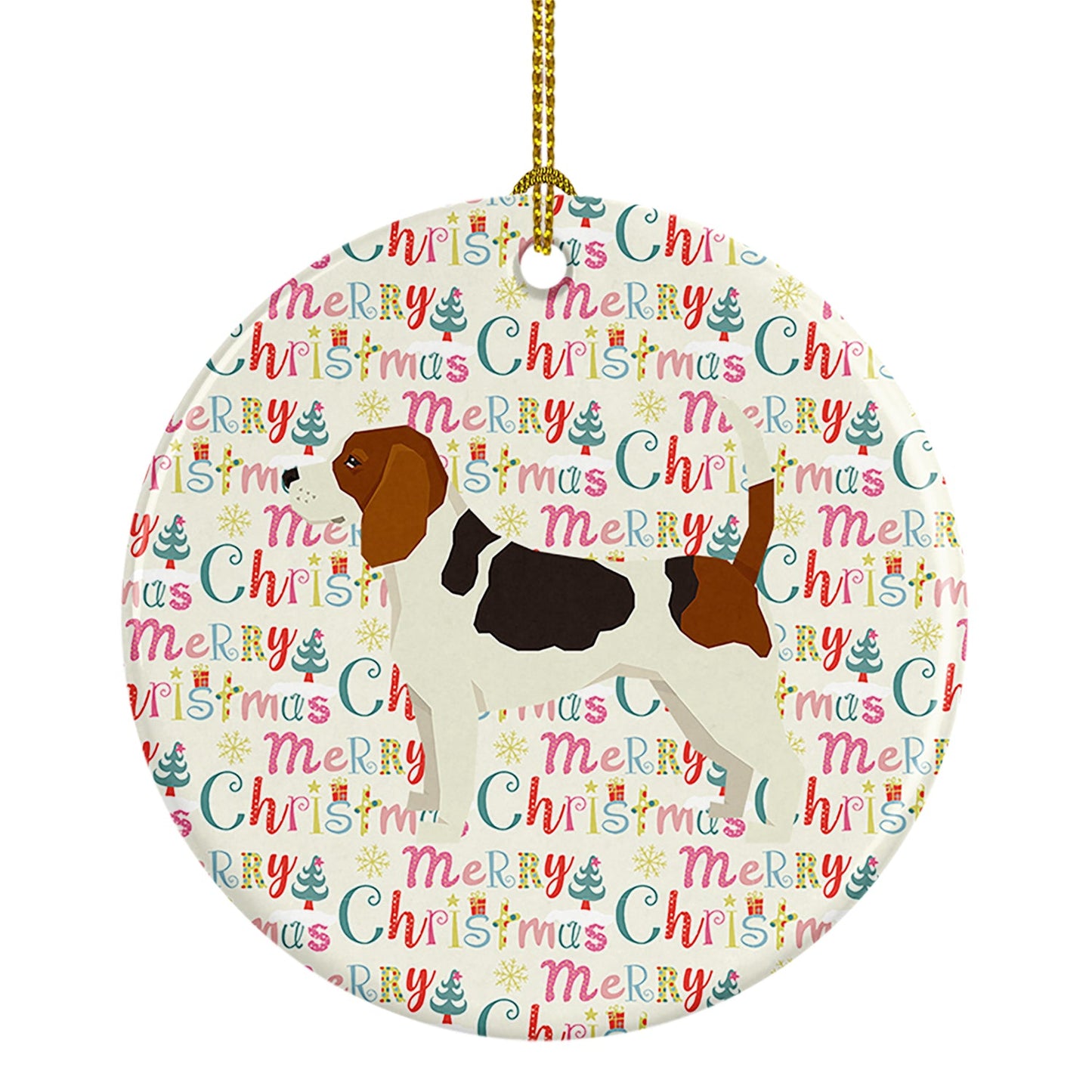 Beagle Merry Christmas Ceramic Ornament