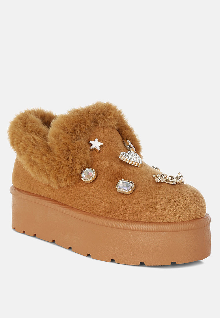 Zeta Charm Detail Slip On Snow Boots-2