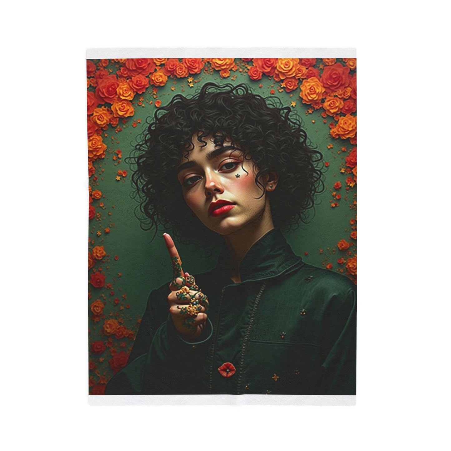 Velveteen Plush Blanket - Cozy Home Decor, Gift for Her, Floral Aesthetic, Soft Throw Blanket, Boho Style Blanket