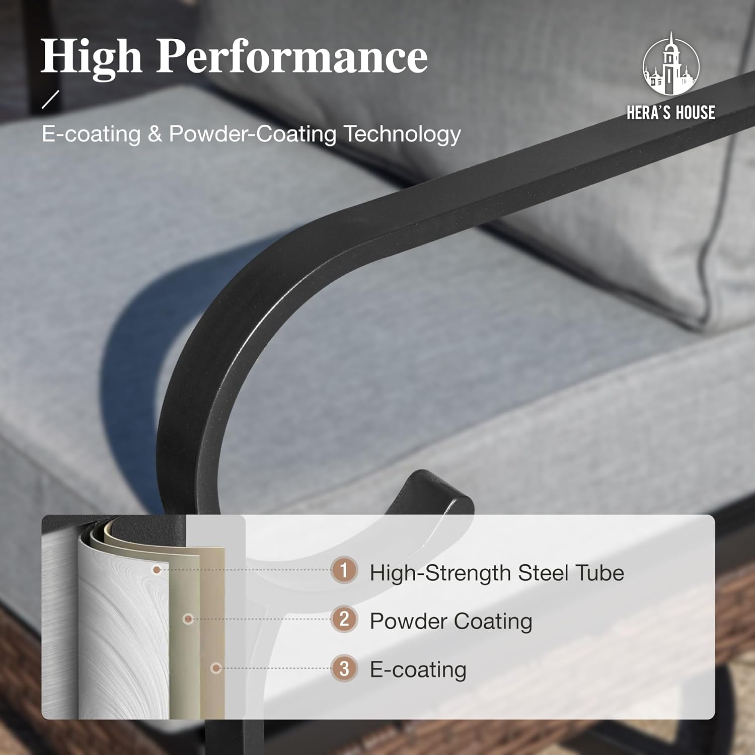 Grey 4 Piece Patio Furniture Set With Cushioned Chairs-4