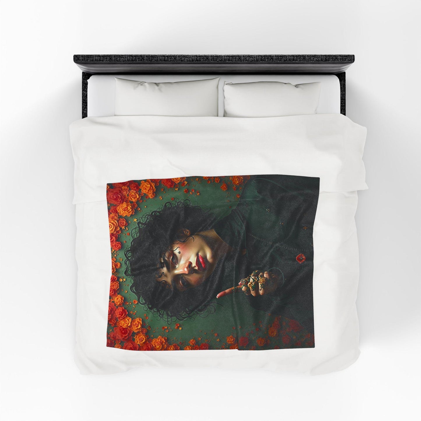 Velveteen Plush Blanket - Cozy Home Decor, Gift for Her, Floral Aesthetic, Soft Throw Blanket, Boho Style Blanket