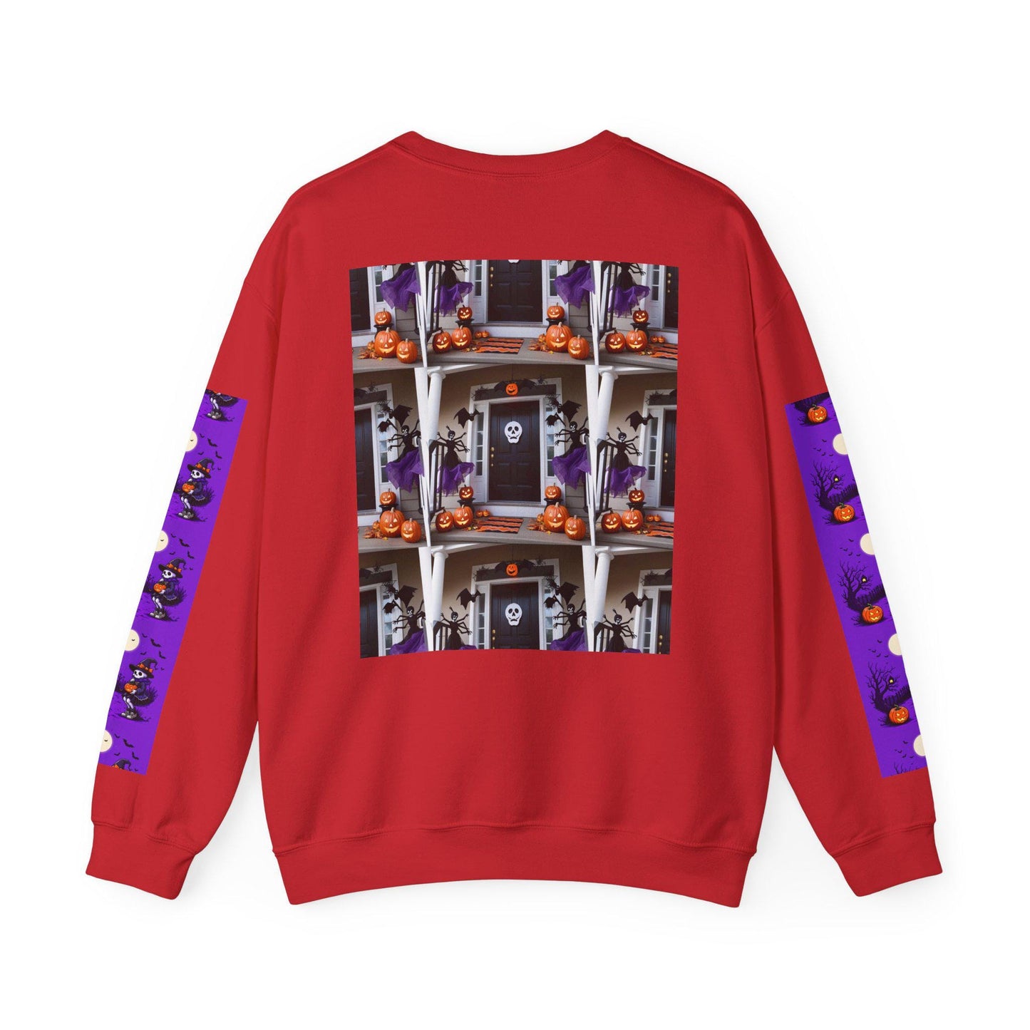 Halloween Crewneck Sweatshirt: Whimsical Pumpkin Skeleton Design