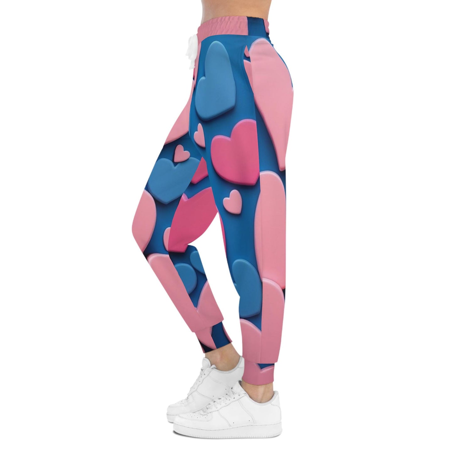 Heart-Patterned Athletic Joggers, Cozy Lounge Pants, Valentine's Day Gift, Trendy Fashion, Casual Wear, Heart Print Joggers