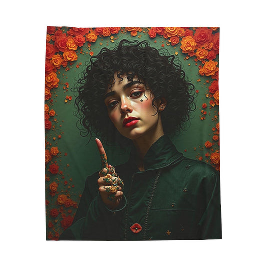 Velveteen Plush Blanket - Cozy Home Decor, Gift for Her, Floral Aesthetic, Soft Throw Blanket, Boho Style Blanket