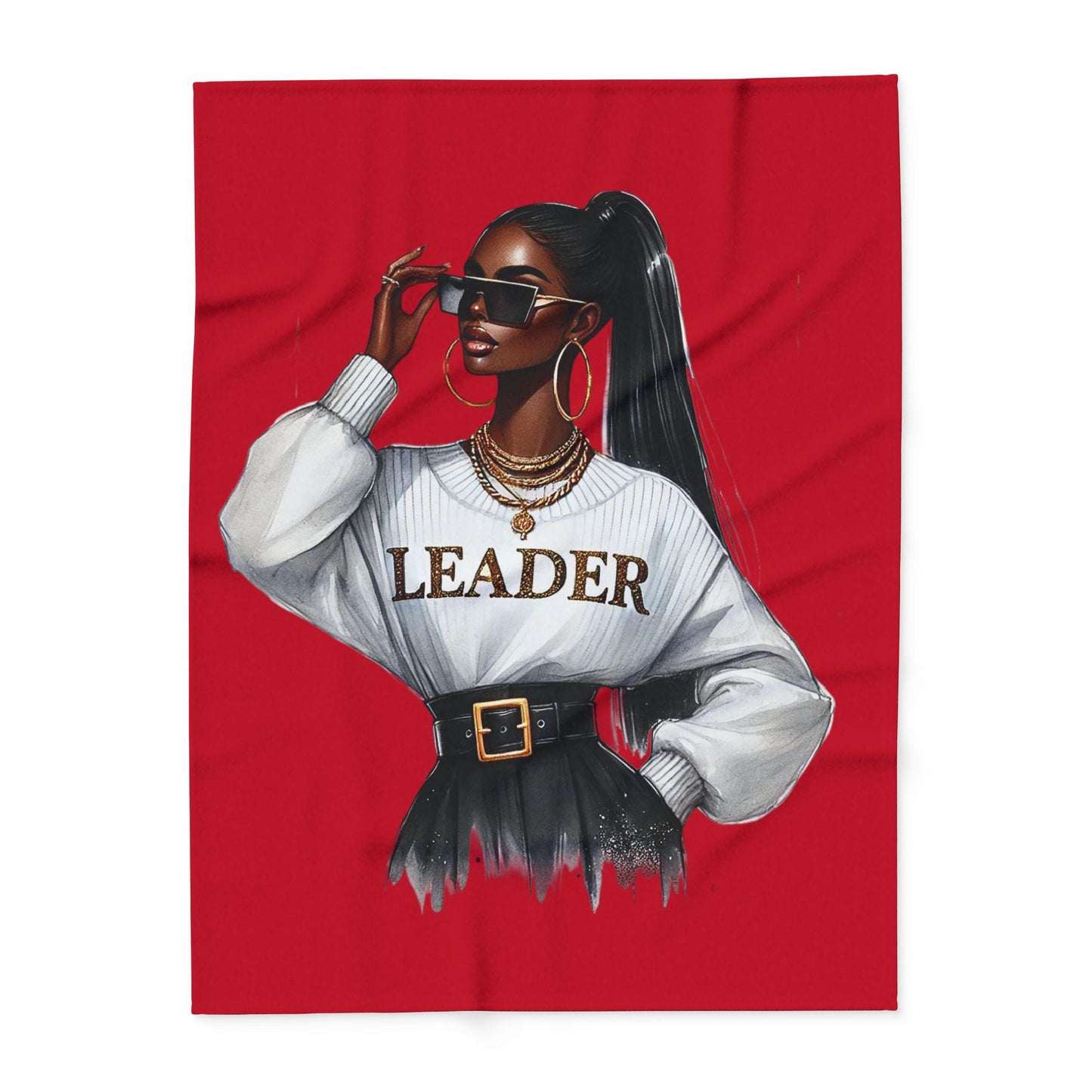 Chic Leader Arctic Fleece Blanket, Cozy Throw for Home Decor, Gift for Her, Inspirational Wall Accent, Fashionable Warm Comfort