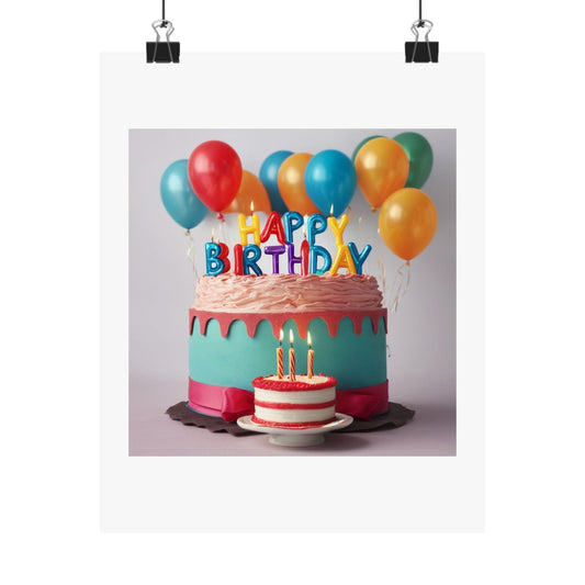 Colorful Birthday Cake Poster: Festive Party Decor