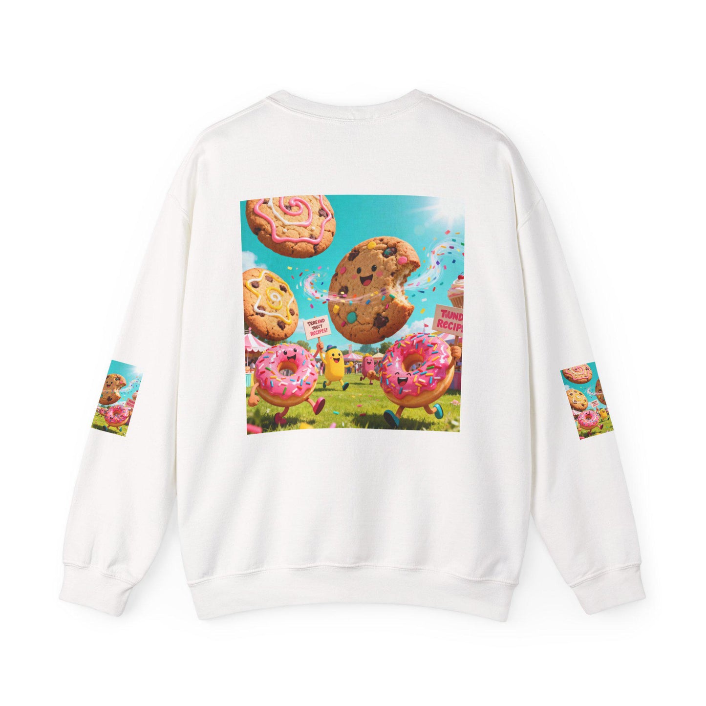 Whimsical Cookie Theme Crewneck Sweatshirt, Cozy Unisex Sweater, Fun Gift for Food Lovers, Snack Lover Apparel, Sweet Treats Fashion