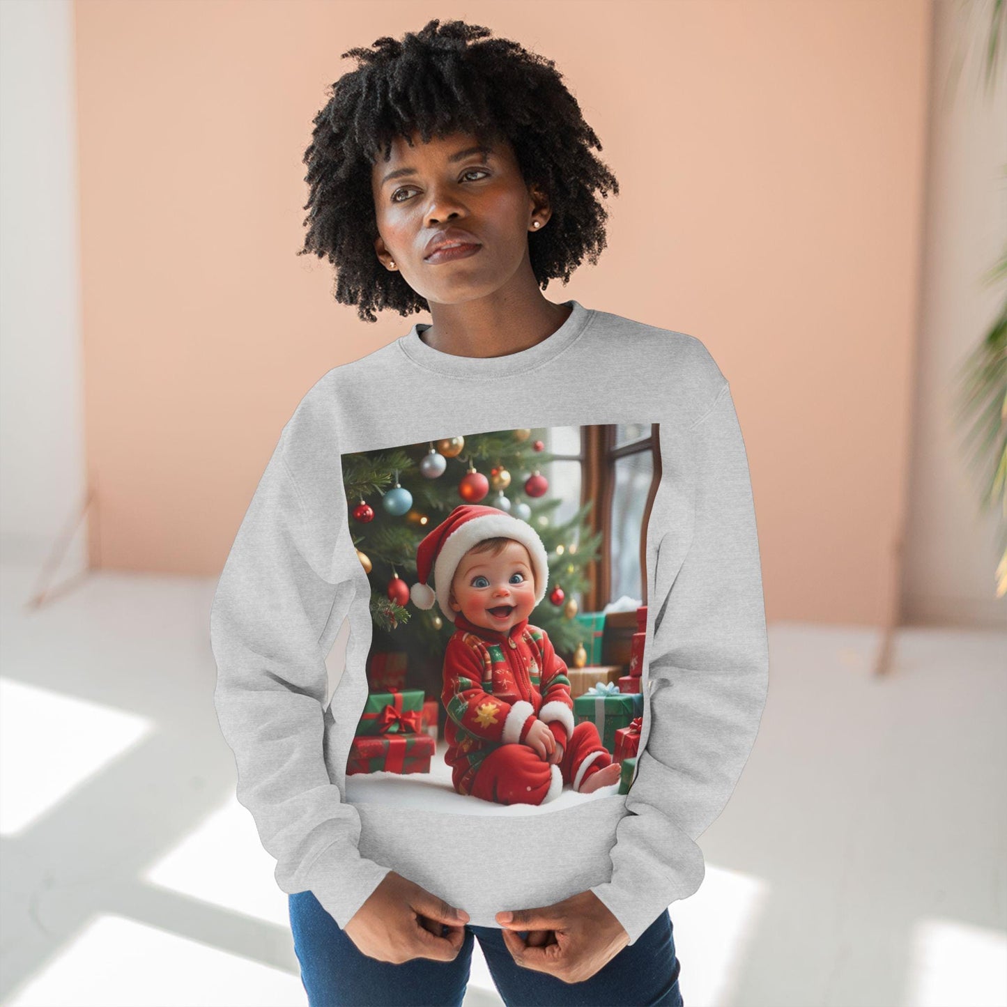 Festive Baby Santa Crewneck Sweatshirt, Holiday Gift, Christmas Apparel, Cute Sweatshirt, Family Matching Outfit