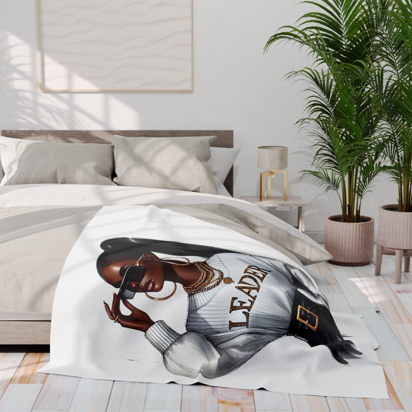 Chic Leader Arctic Fleece Blanket, Cozy Throw for Home Decor, Gift for Her, Inspirational Wall Accent, Fashionable Warm Comfort