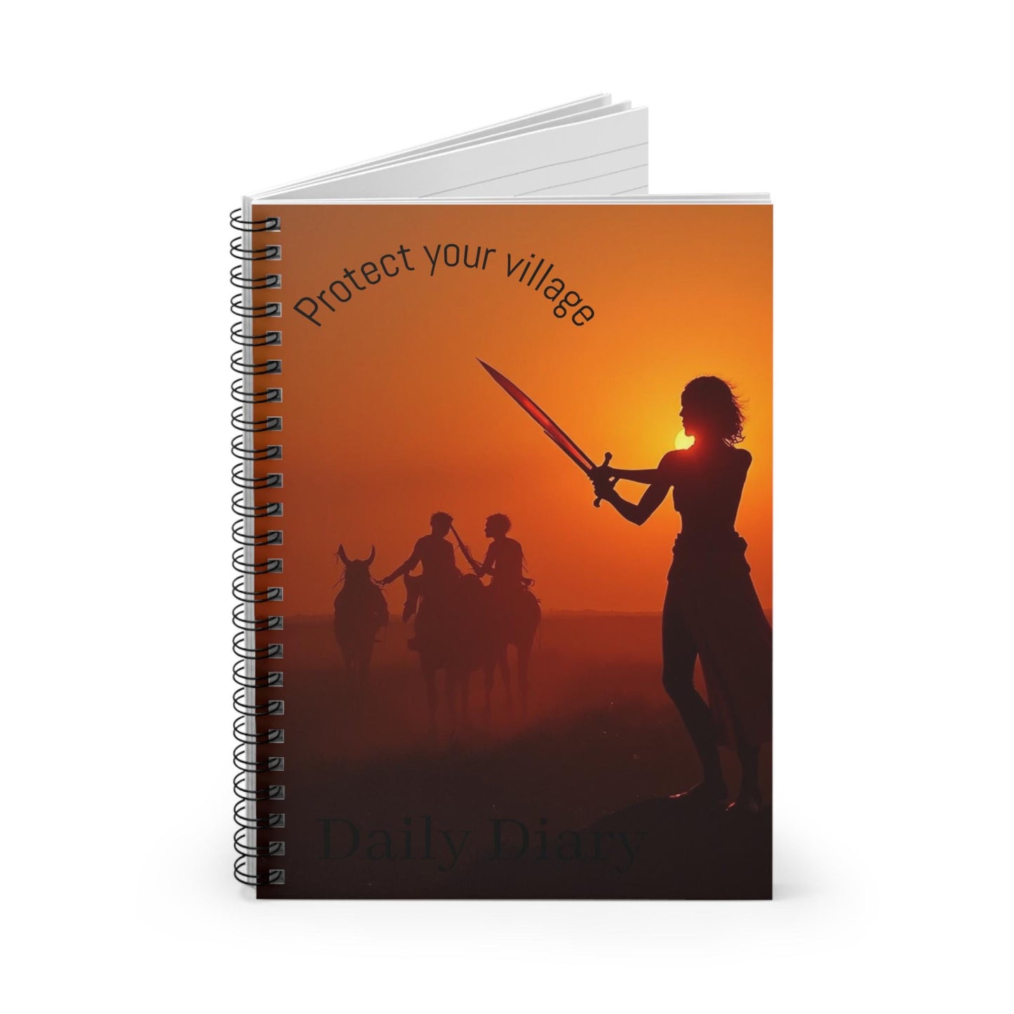 Spiral Notebook - Protect Your Village Diary, Inspirational Journal, Daily Organizer, Adventurer's Notebook, Gift for Writers, Travel Diary