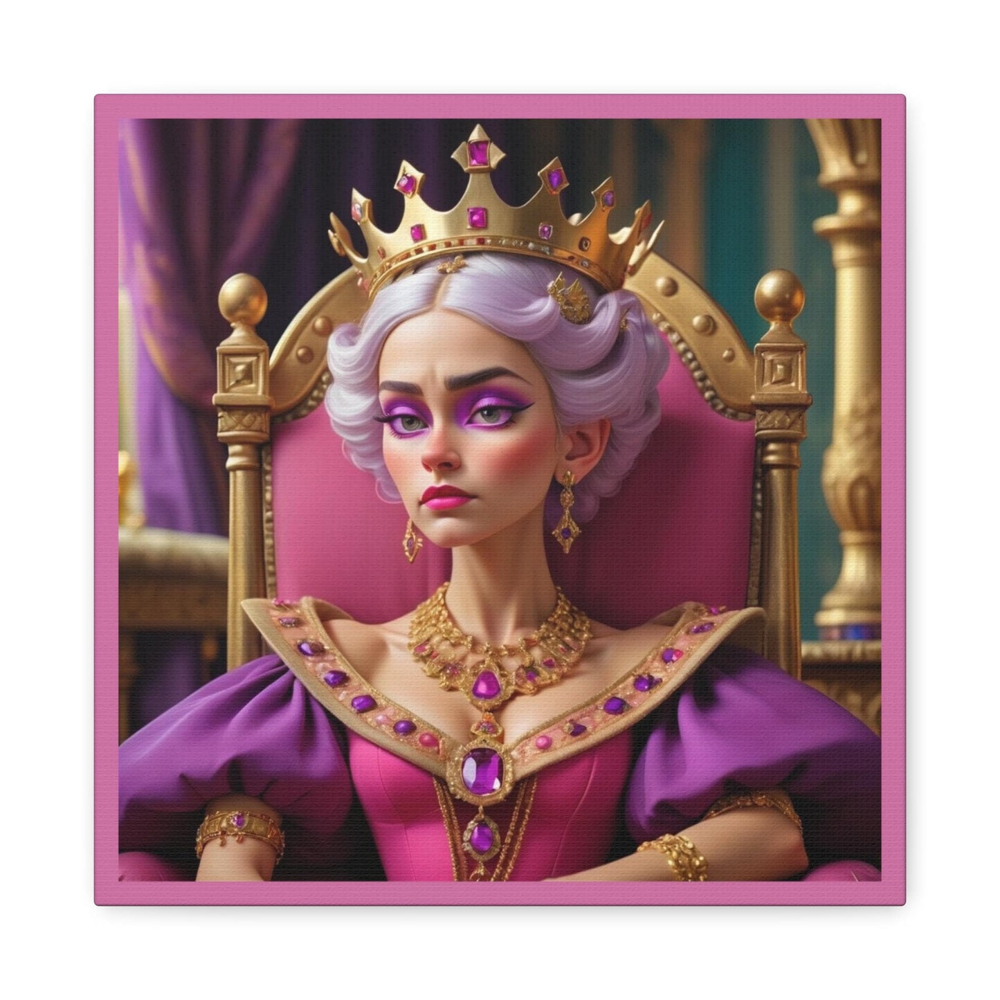 Regal Art Canvas Print, Wall Decor, Queen Portrait, Glamorous Home Accent, Unique Gift for Her, Bohemian Room Decoration