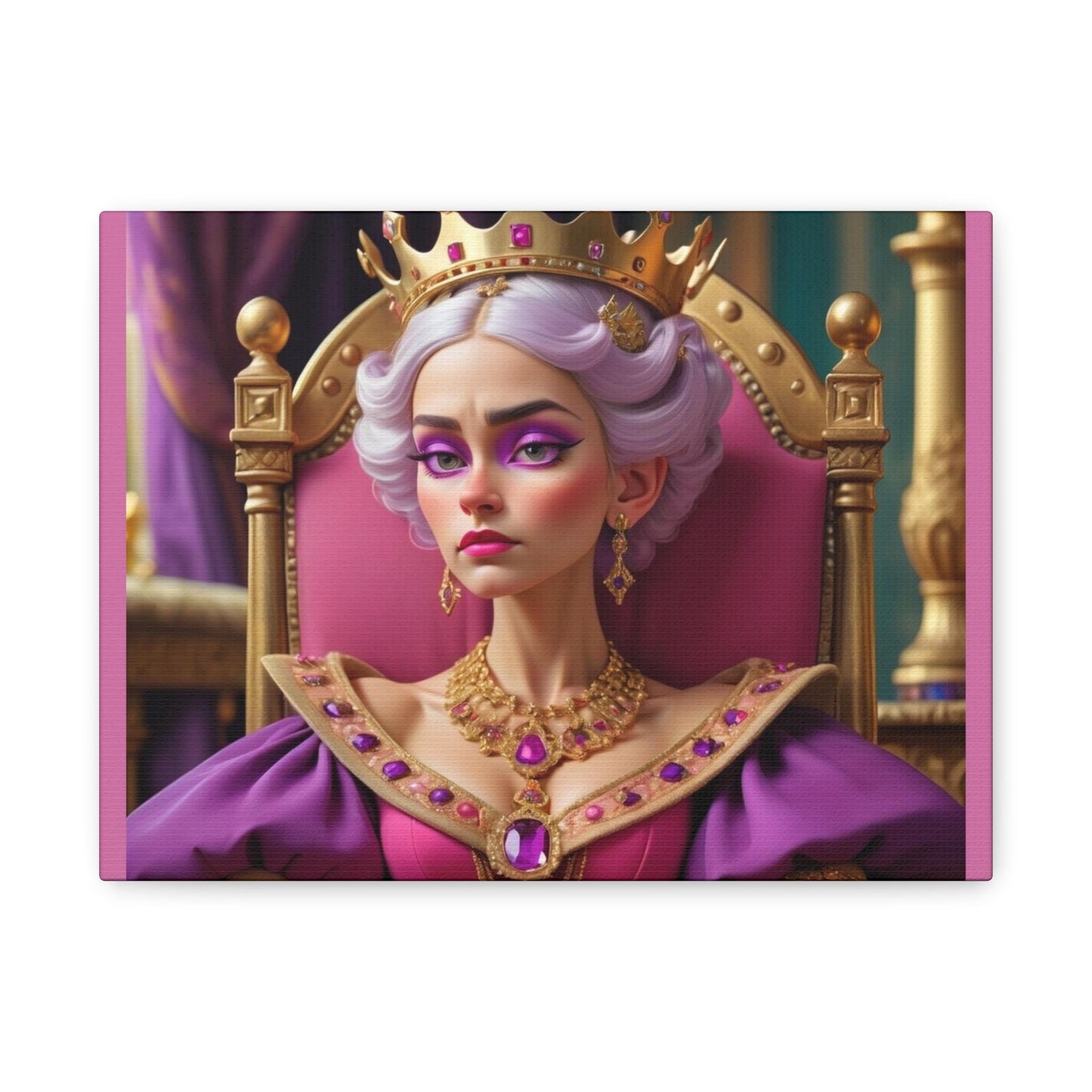 Regal Art Canvas Print, Wall Decor, Queen Portrait, Glamorous Home Accent, Unique Gift for Her, Bohemian Room Decoration