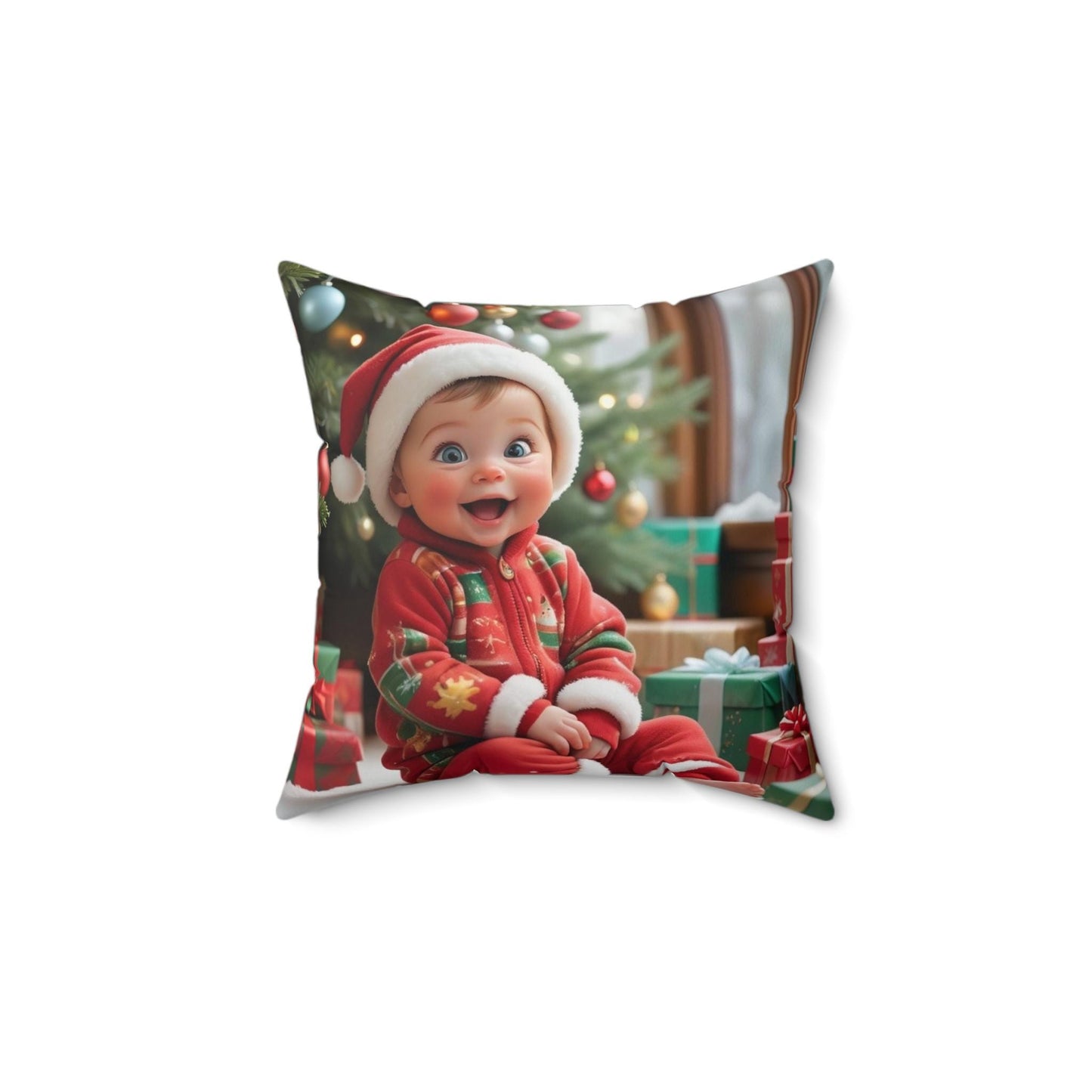 Festive Holiday Pillow, Merry Christmas Decor, Baby Santa Throw Cushion, Holiday Home Accents, Kid's Room Decoration, Xmas Gift