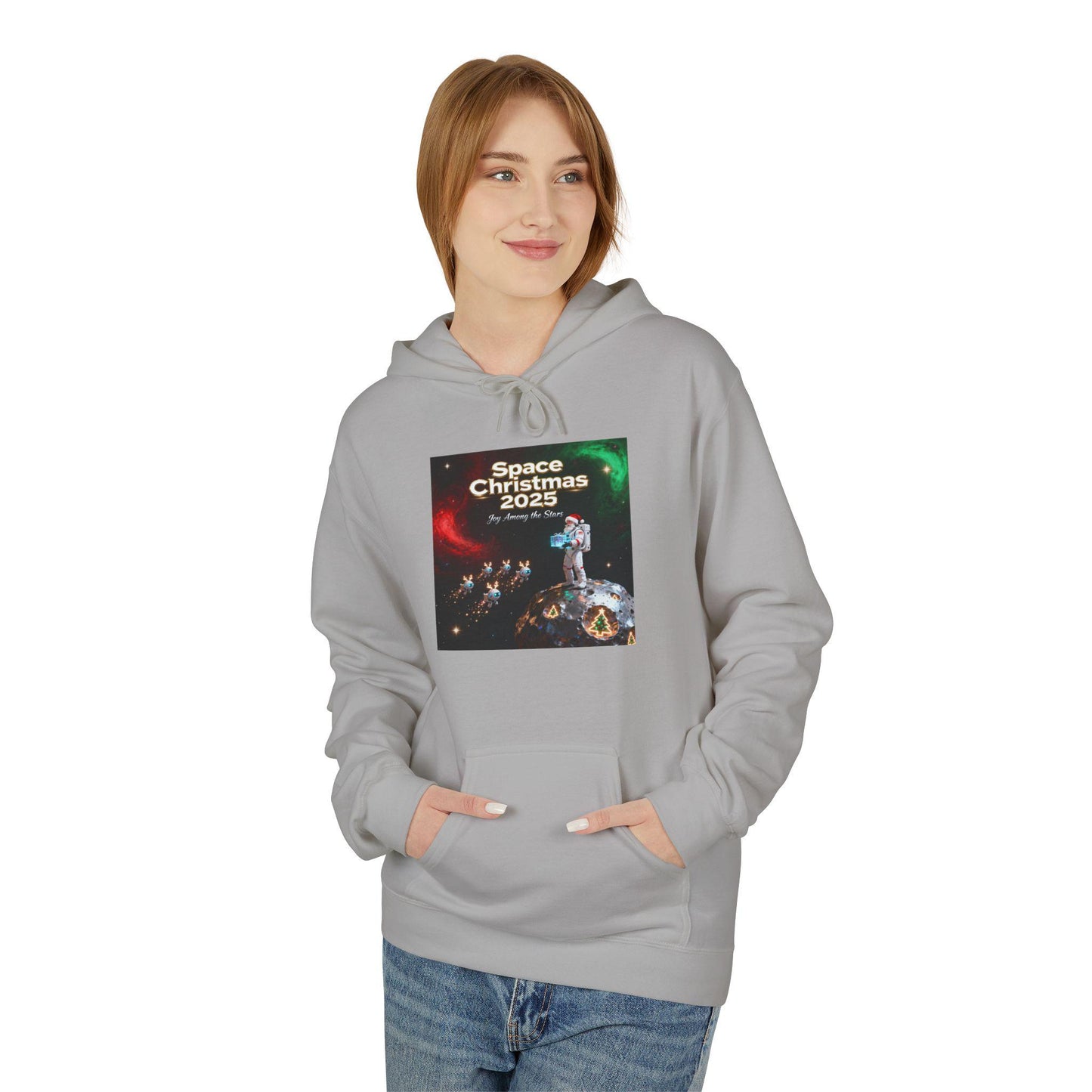 Cosmic Christmas Hoodie, Unisex Fleece Sweatshirt for Holiday Cheer, Ideal Gift for Christmas, Winter Wear, Cozy Style