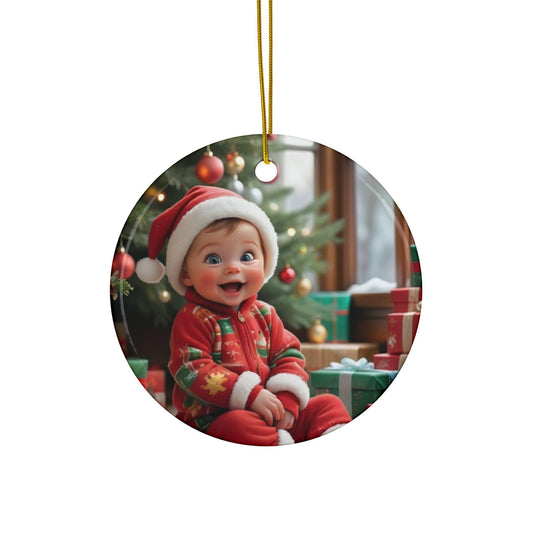 Festive Ceramic Ornaments, Holiday Decor for Christmas, 2-Sided Prints, Perfect Gift for Family, Tree Decorations, Keepsakes