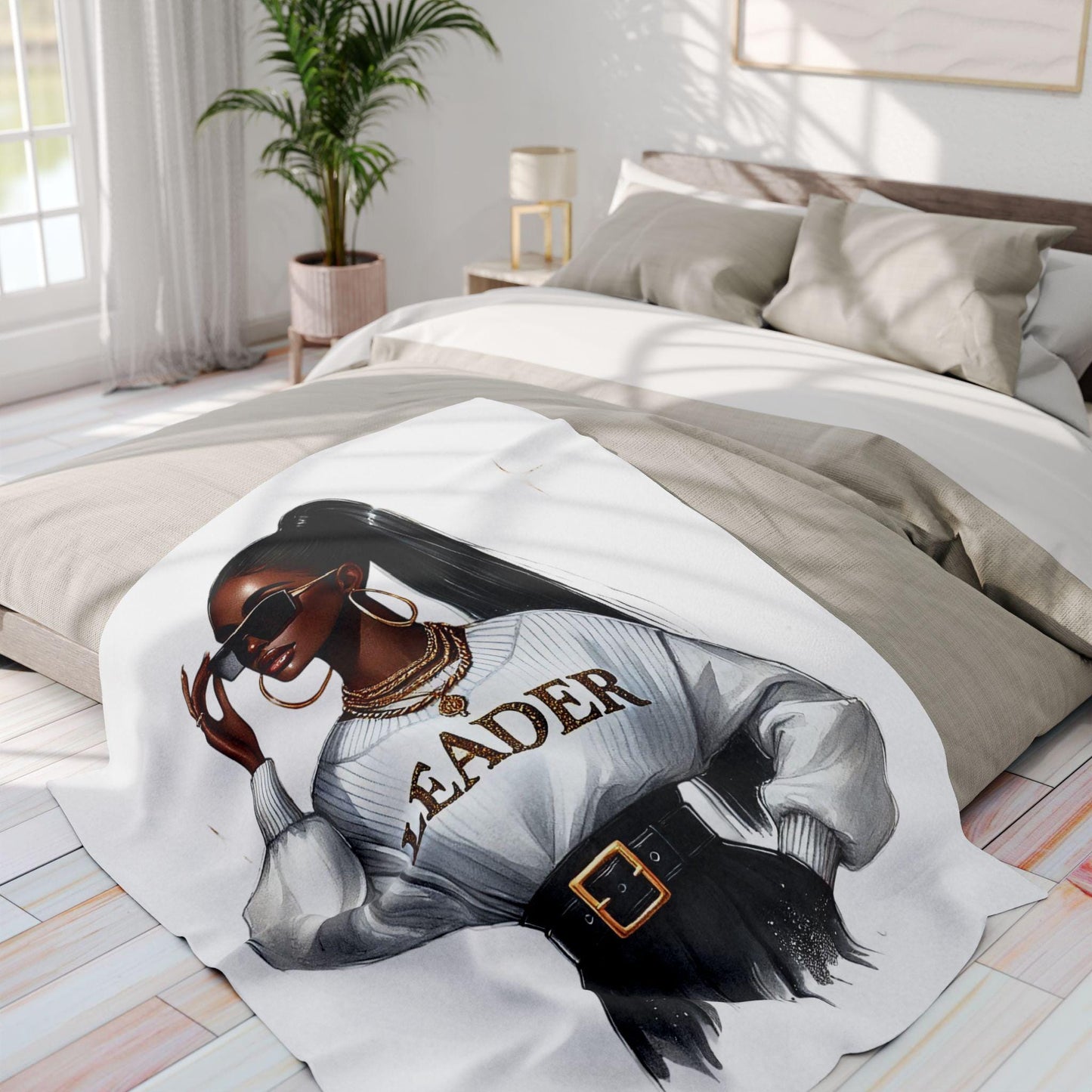 Chic Leader Arctic Fleece Blanket, Cozy Throw for Home Decor, Gift for Her, Inspirational Wall Accent, Fashionable Warm Comfort