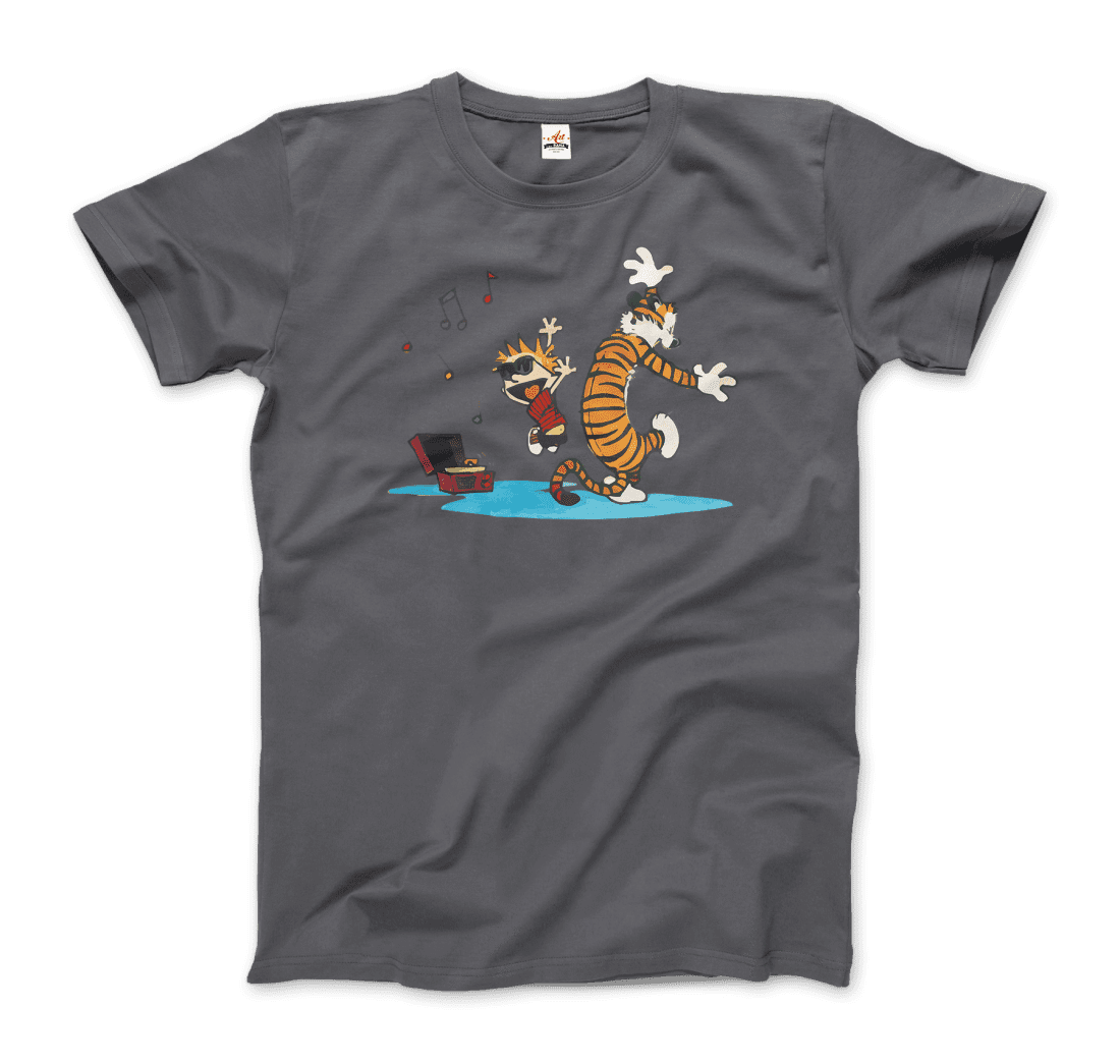 Calvin and Hobbes Dancing with Record Player T-Shirt