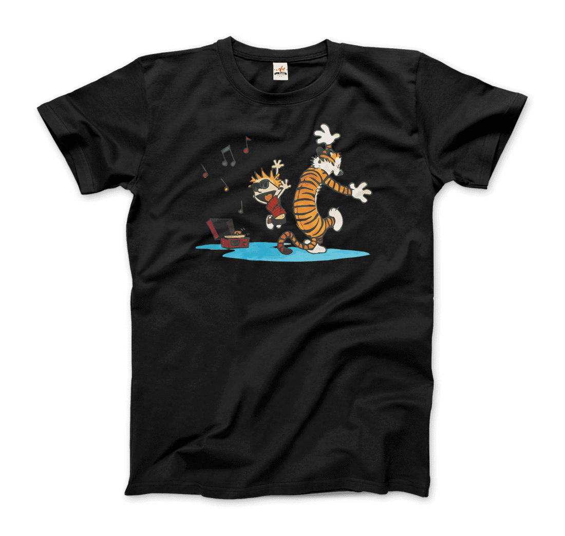 Calvin and Hobbes Dancing with Record Player T-Shirt