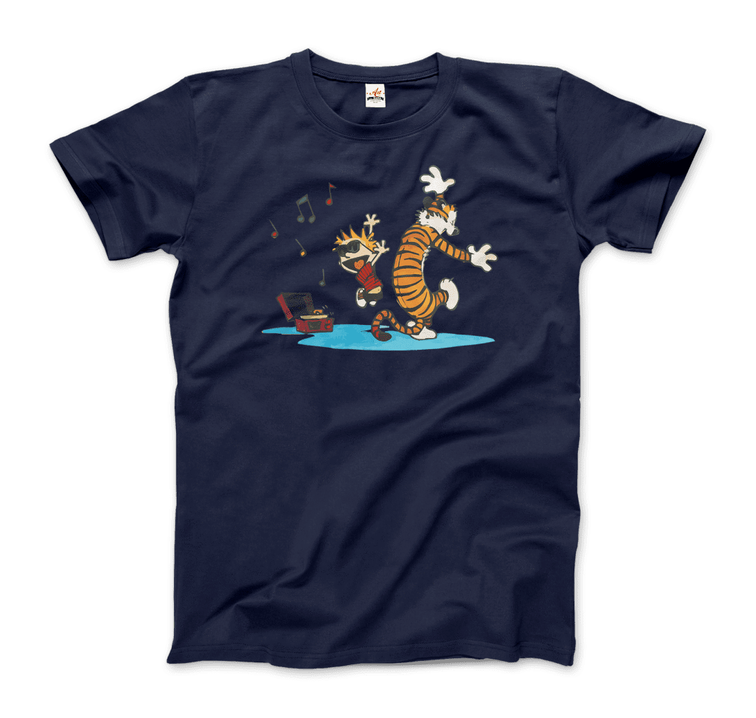 Calvin and Hobbes Dancing with Record Player T-Shirt