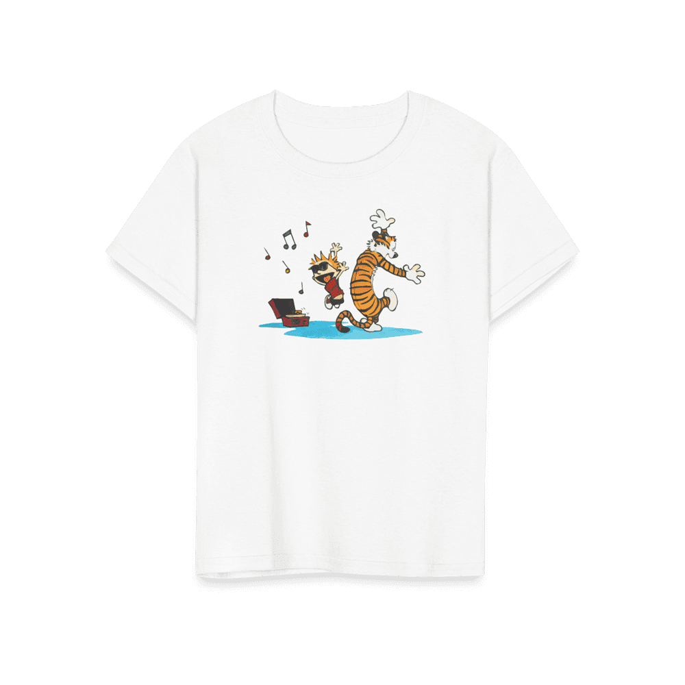 Calvin and Hobbes Dancing with Record Player T-Shirt