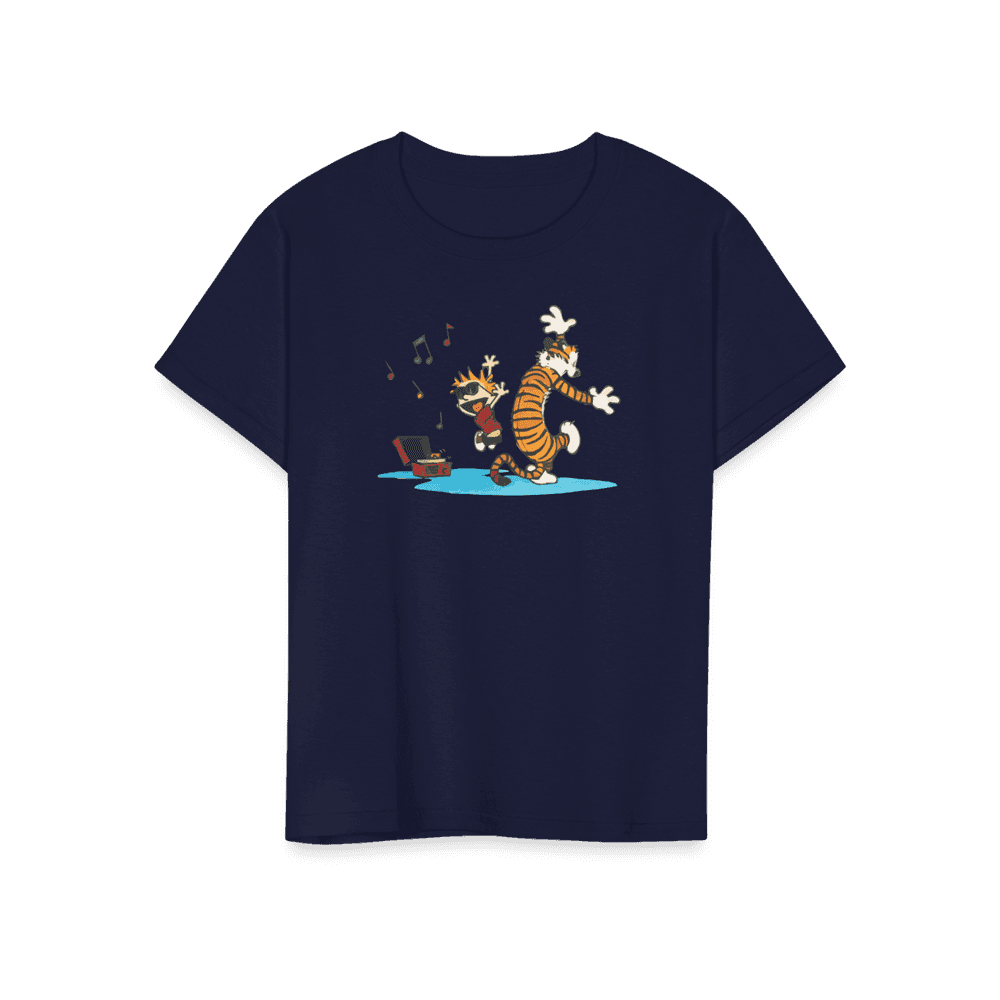 Calvin and Hobbes Dancing with Record Player T-Shirt