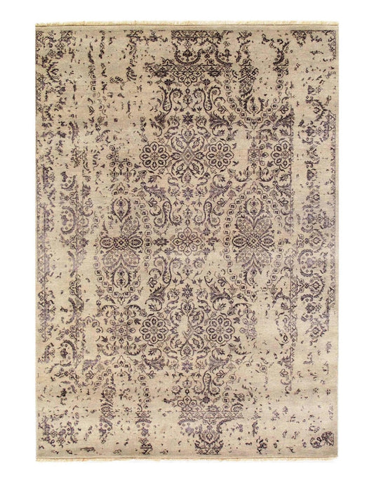 Canvello Ivory Erased Modern Rug - 6' X 9'