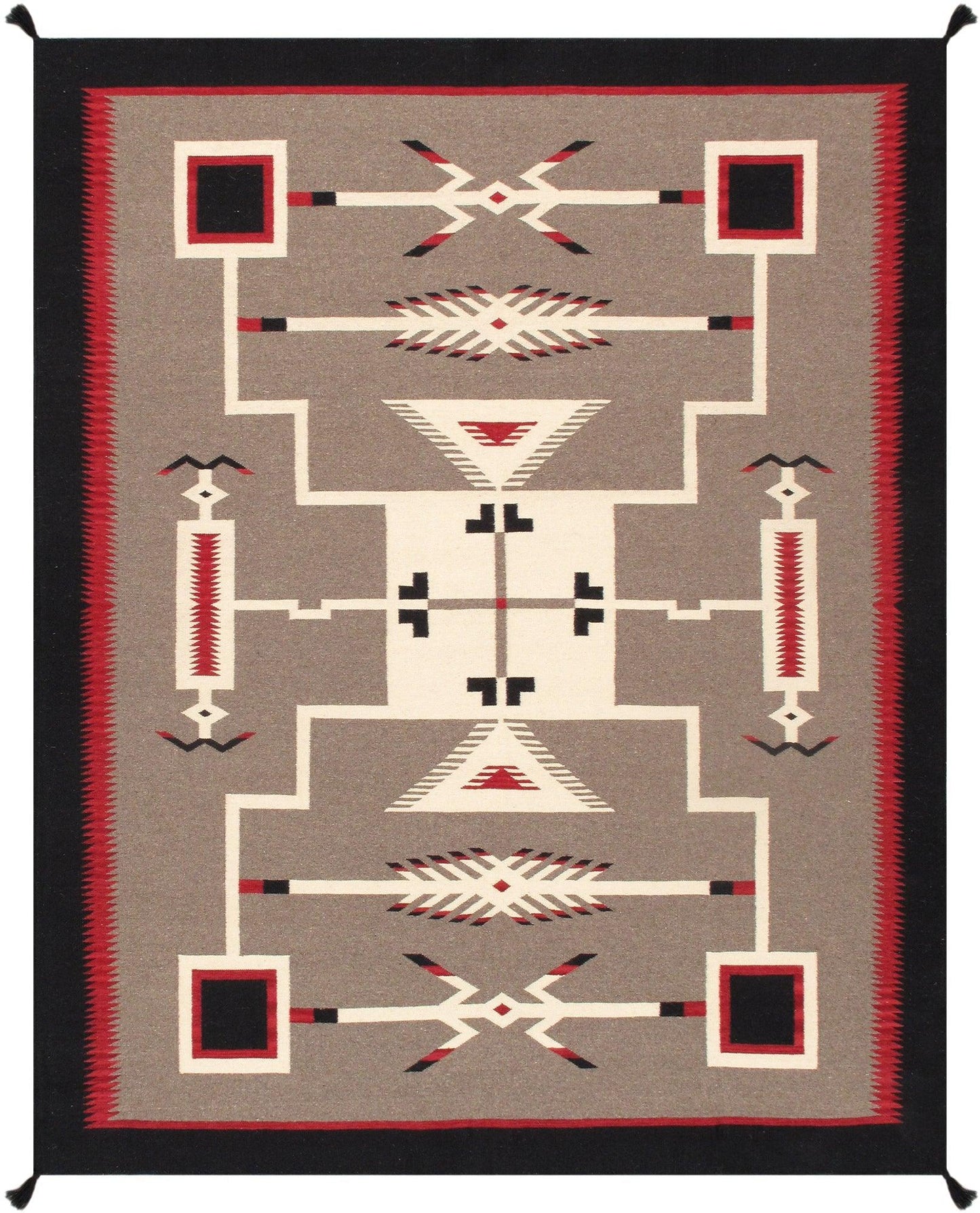 Canvello Navajo Style Hand-Woven Wool Mocha Area Rug- 8'2" X 9'10"