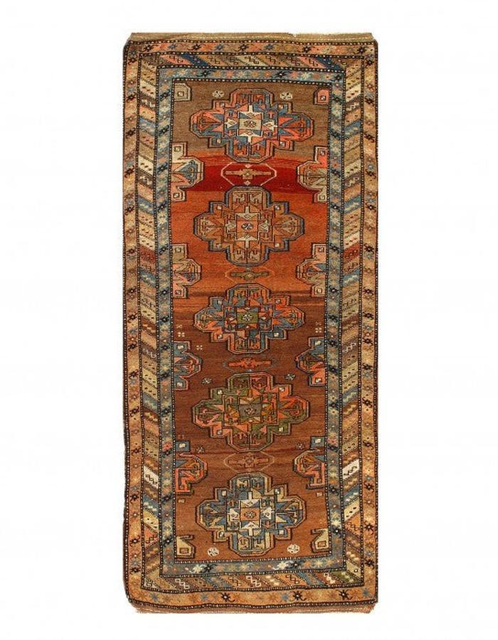 Canvello Rust Fine hand Knotted Azarbijan Kazak Runner - 3'2'' X 8'2''-0