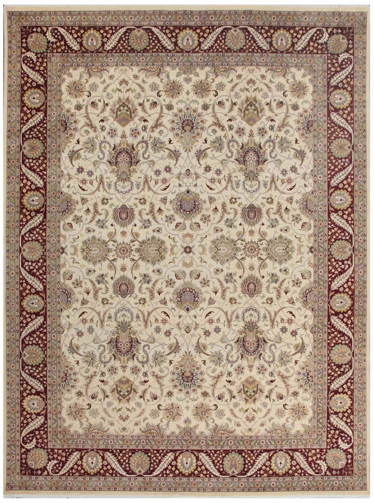Canvello Tabriz Hand-Knotted Lamb's Wool Area Rug- 9'1" X 12'2"