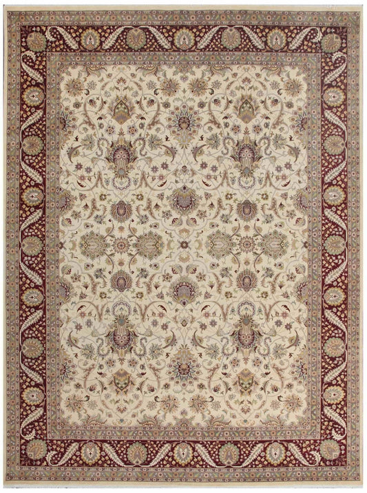 Canvello Tabriz Hand-Knotted Lamb's Wool Area Rug- 9'1" X 12'2"