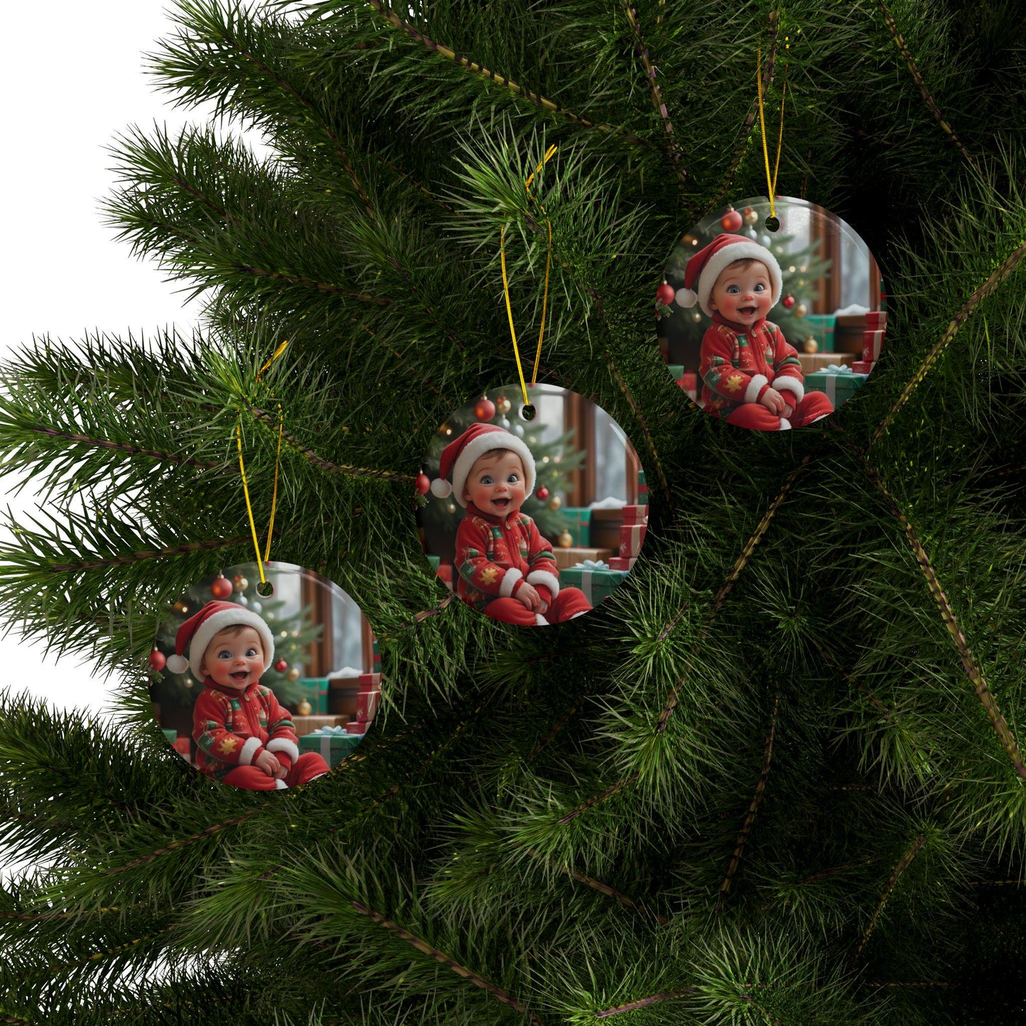 Festive Ceramic Ornaments, Holiday Decor for Christmas, 2-Sided Prints, Perfect Gift for Family, Tree Decorations, Keepsakes