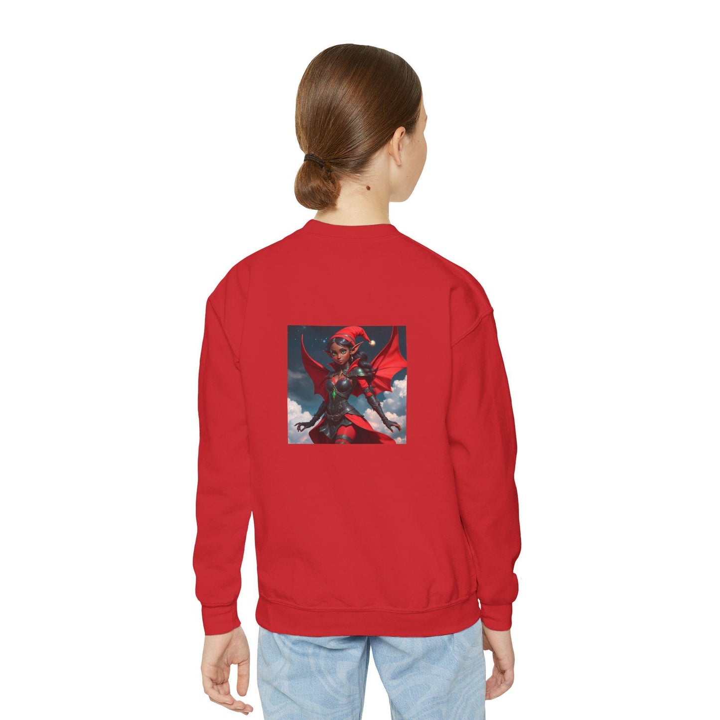Holiday D Priness Youth Crewneck Sweatshirt  Cute Fantasy Gift, Cozy Winter Wear, Unique Holiday Apparel, Fun Christmas