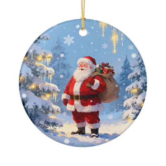 Christmas Ceramic Ornament Decoration, Holiday Tree Decor, Santa Claus Design, Winter Wonderland, Festive Gift