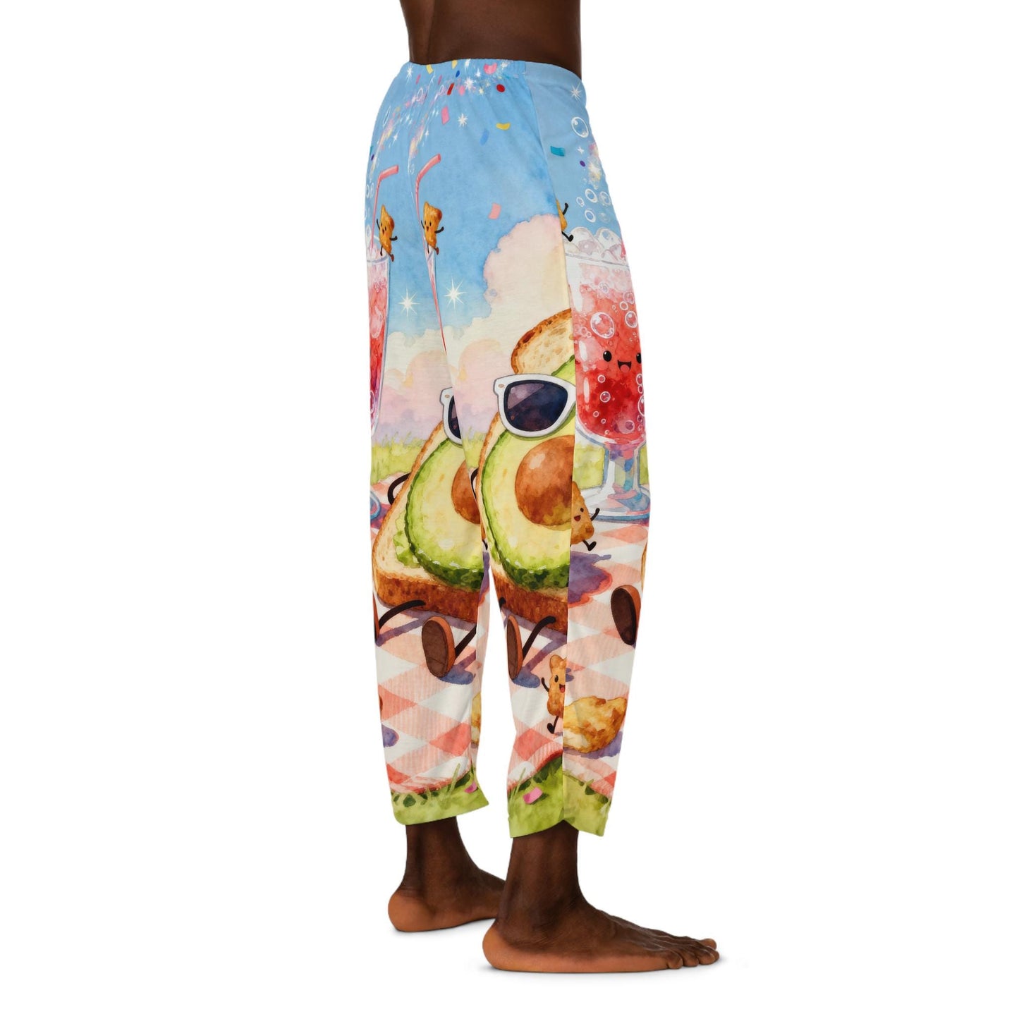 Fun Avocado and Smoothie Men's Pajama Pants, Relaxing Sleep Bottoms, Cute Loungewear, Gift for Food Lovers, Summer Sleepwear